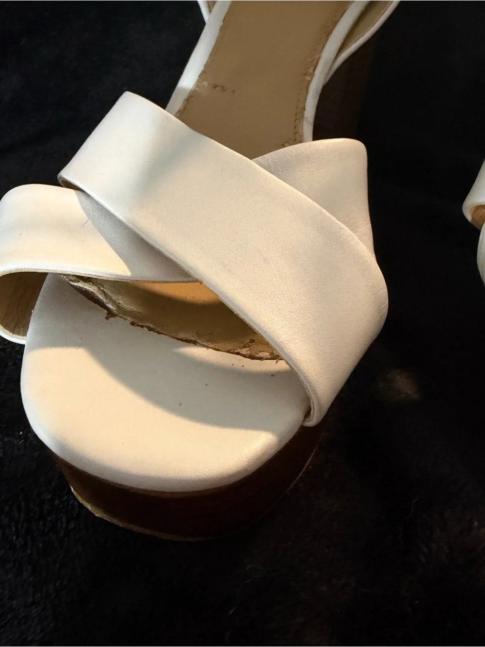 Michael Kors White Leather Cross-Strap Platform Sandals-size 10-Good Cond.